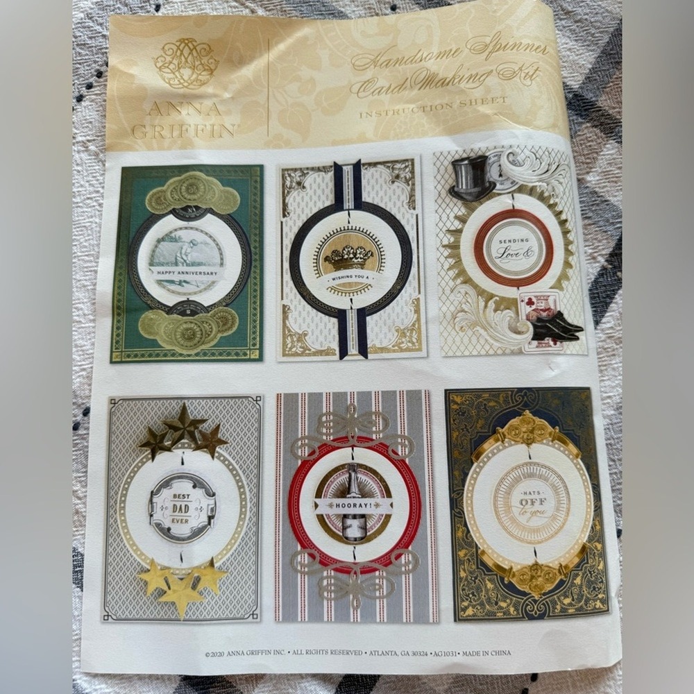 Anna Griffin Die Cut Card Making Kit Handsome Spinner For Him Incomplete - Picture 4 of 14